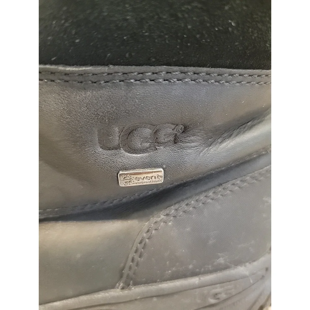 UGG Men's Black Waterproof Lined Leather Winter Snow Boots Lace Up Size 8